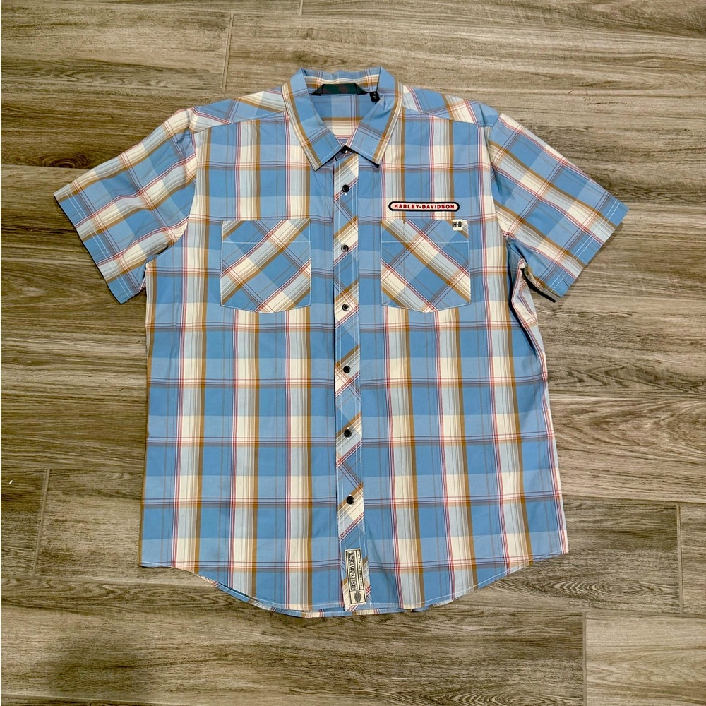 Harley Davidson Men’s Plaid Short Sleeve Button Up